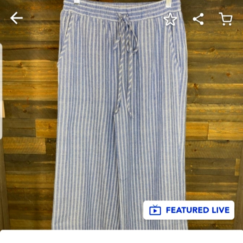 New Cotton Bleu Pinstripe Blue Pants